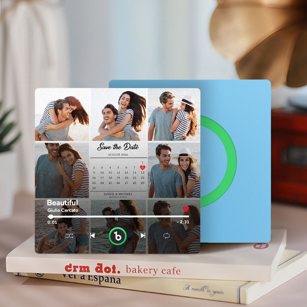 Custom Photo and Calendar Music Fridge Magnet Custom Text Frame Music Wall Photo Sticker Music Movement That Can Be Played Gifts for Anniversary - mysiliconefoodbag