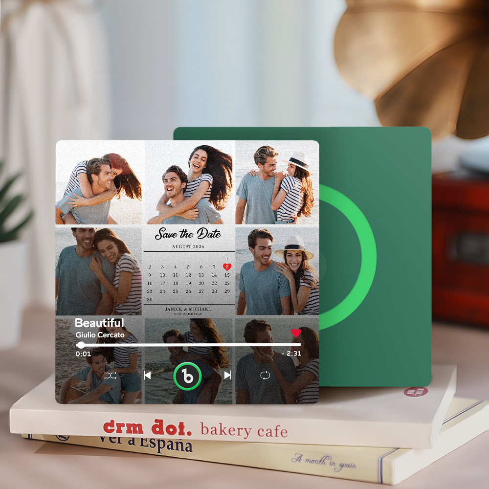 Custom Photo and Calendar Music Fridge Magnet Custom Text Frame Music Wall Photo Sticker Music Movement That Can Be Played Gifts for Anniversary - mysiliconefoodbag