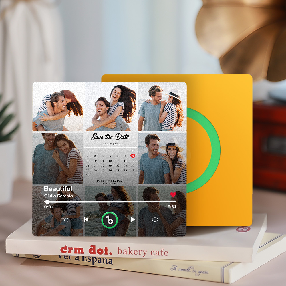 Custom Photo and Calendar Music Fridge Magnet Custom Text Frame Music Wall Photo Sticker Music Movement That Can Be Played Gifts for Anniversary - mysiliconefoodbag