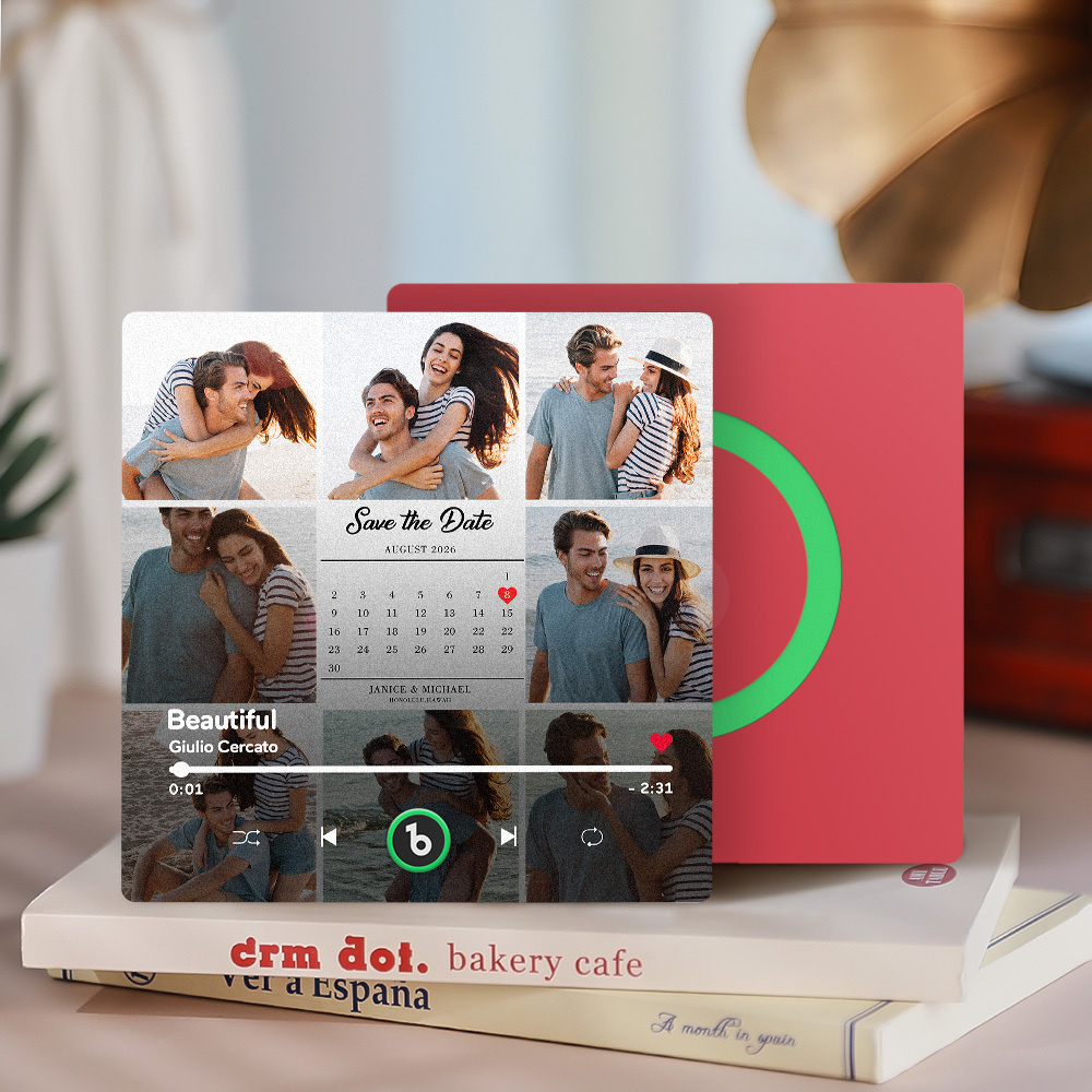 Custom Photo and Calendar Music Fridge Magnet Custom Text Frame Music Wall Photo Sticker Music Movement That Can Be Played Gifts for Anniversary - mysiliconefoodbag