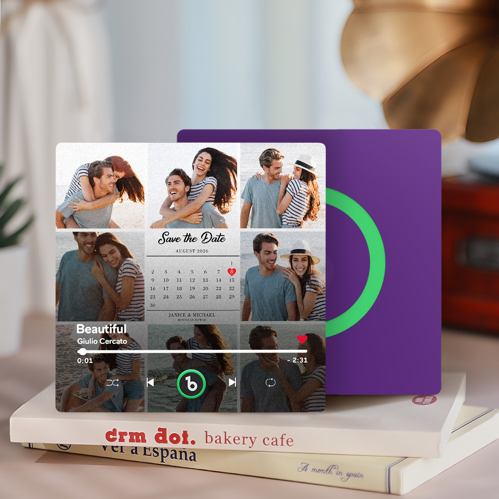 Custom Photo and Calendar Music Fridge Magnet Custom Text Frame Music Wall Photo Sticker Music Movement That Can Be Played Gifts for Anniversary - mysiliconefoodbag