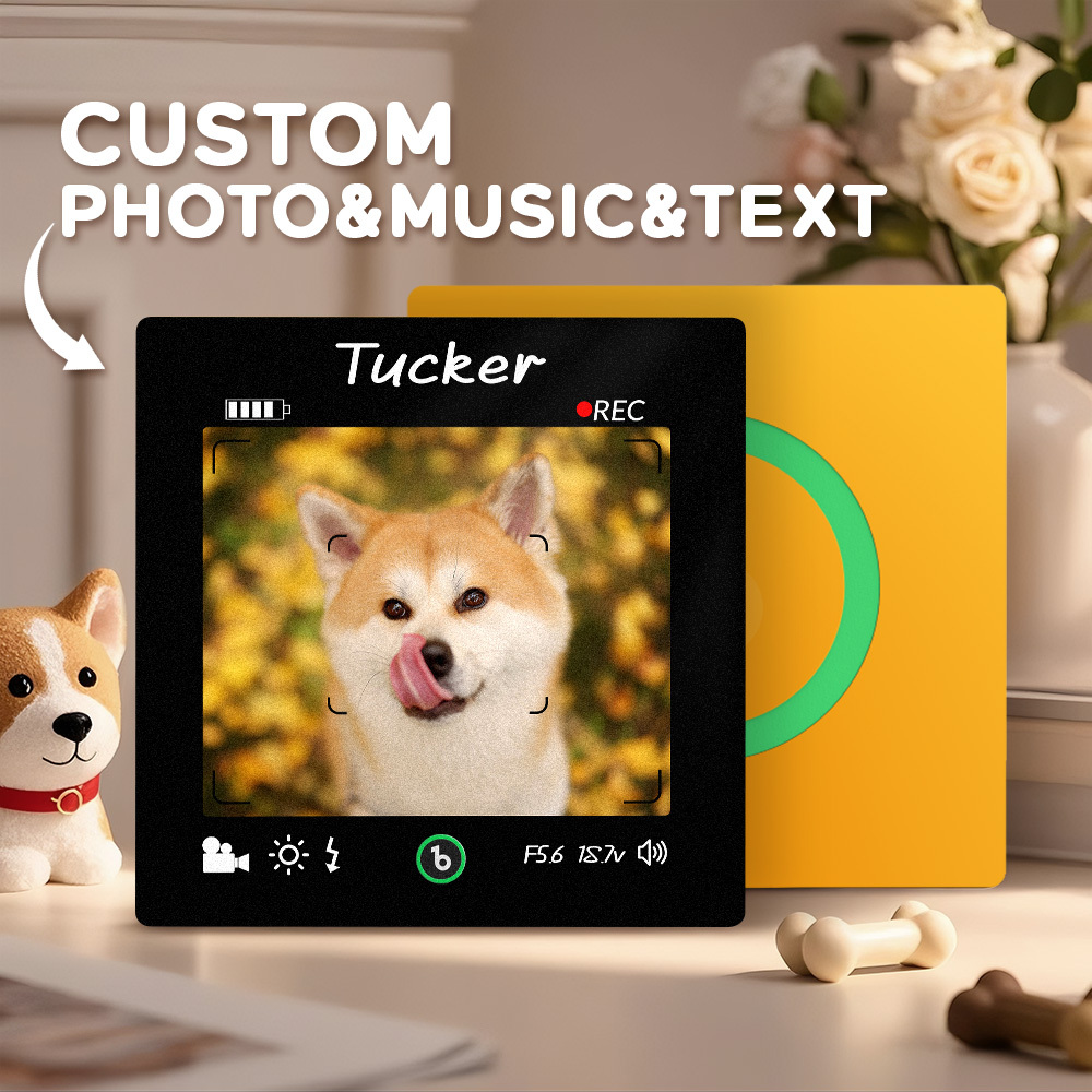 Custom Photo and Text Music Fridge Magnet Frame Music Wall Photo Sticker Music Movement Camera Style Gifts - mysiliconefoodbag
