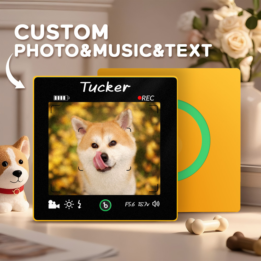 Custom Photo and Text Music Fridge Magnet Frame Music Wall Photo Sticker Music Movement Camera Style Gifts - mysiliconefoodbag