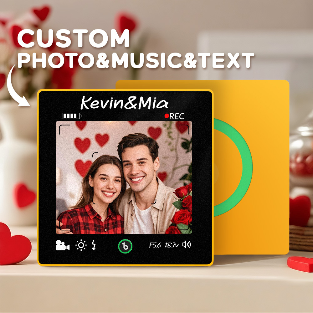 Custom Photo and Text Music Fridge Magnet Frame Music Wall Photo Sticker Music Movement Camera Style Gifts - mysiliconefoodbag