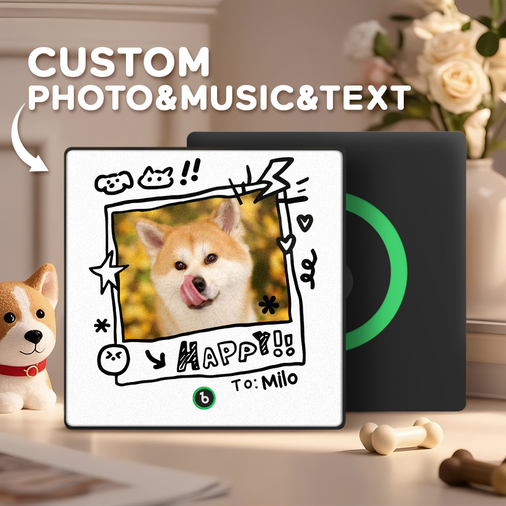 Custom Photo and Name Music Fridge Magnet Graffiti Style Frame Music Wall Photo Sticker Music Movement That Can Be Played Gifts for Pet lovers - mysiliconefoodbag