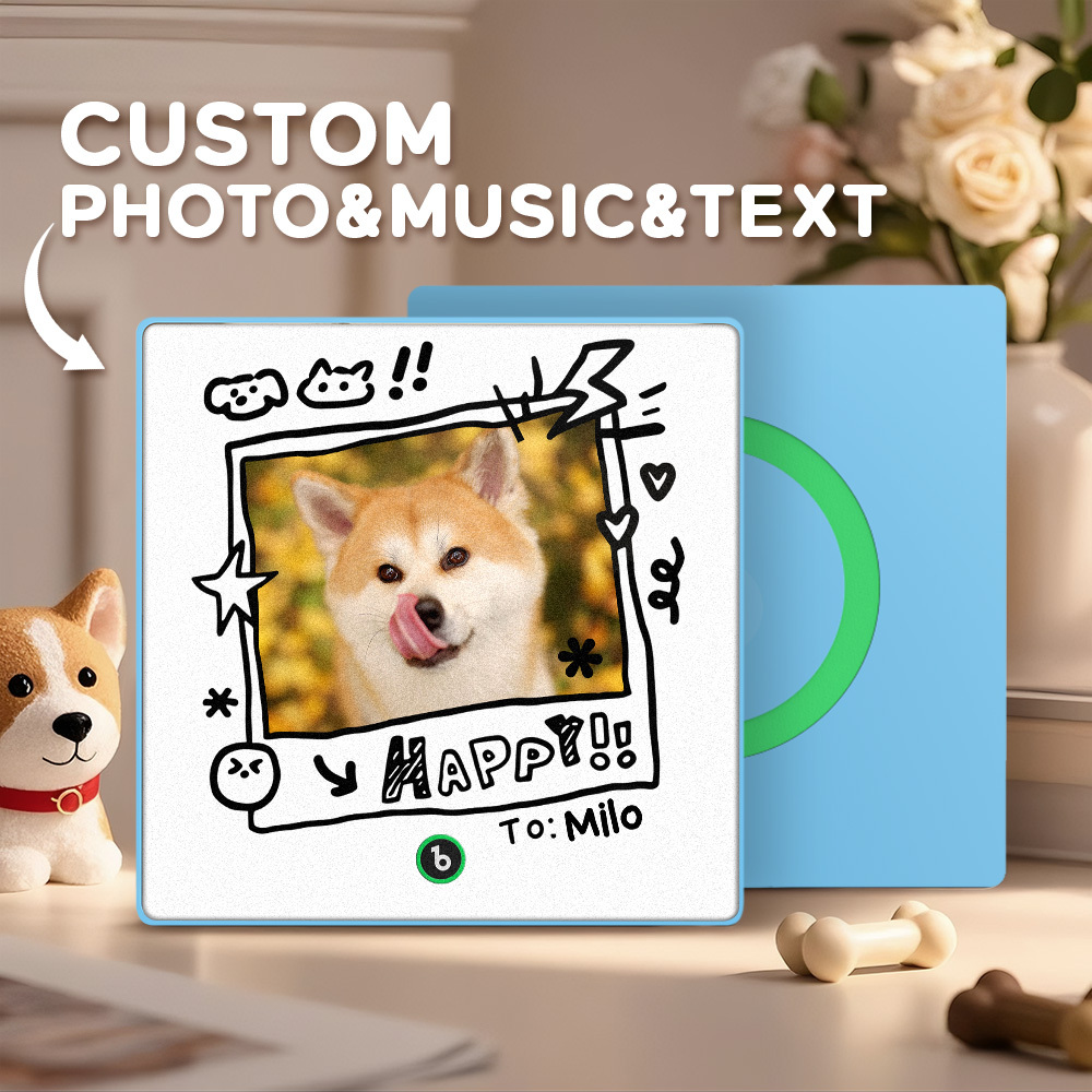 Custom Photo and Name Music Fridge Magnet Graffiti Style Frame Music Wall Photo Sticker Music Movement That Can Be Played Gifts for Pet lovers - mysiliconefoodbag