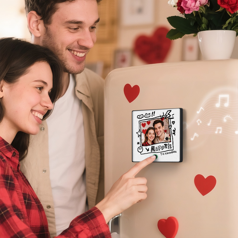 Custom Photo and Name Music Fridge Magnet Graffiti Style Frame Music Wall Photo Sticker Music Movement That Can Be Played Gifts for Pet lovers - mysiliconefoodbag