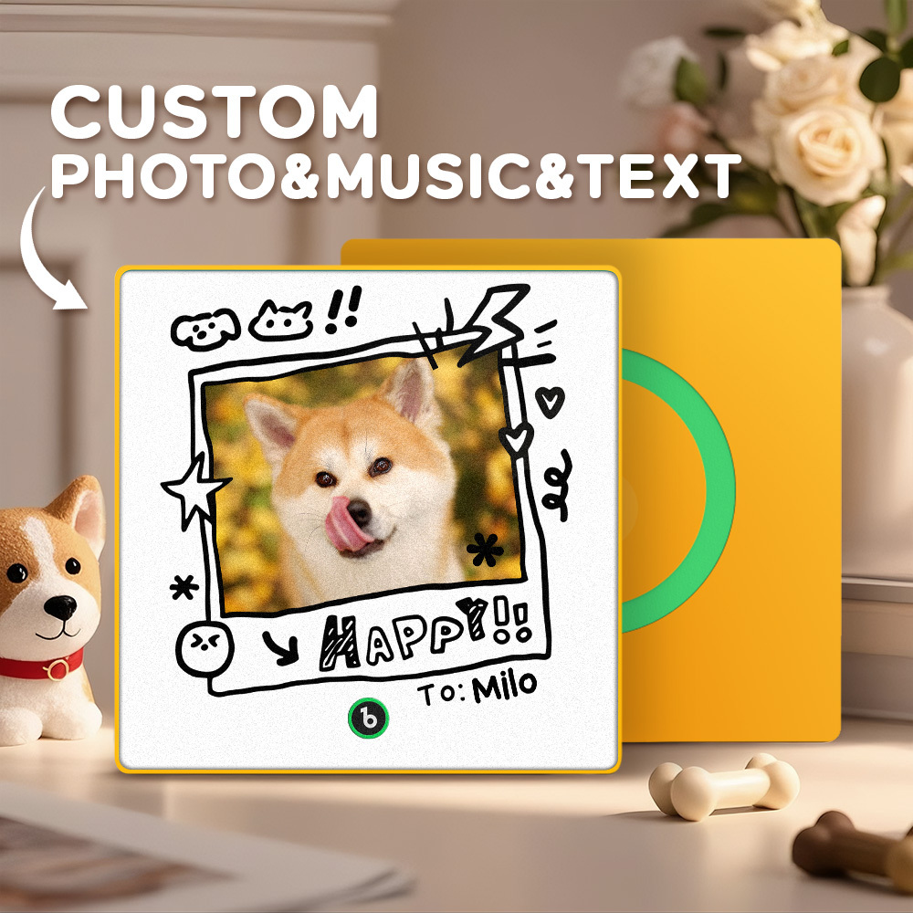 Custom Photo and Name Music Fridge Magnet Graffiti Style Frame Music Wall Photo Sticker Music Movement That Can Be Played Gifts for Pet lovers - mysiliconefoodbag