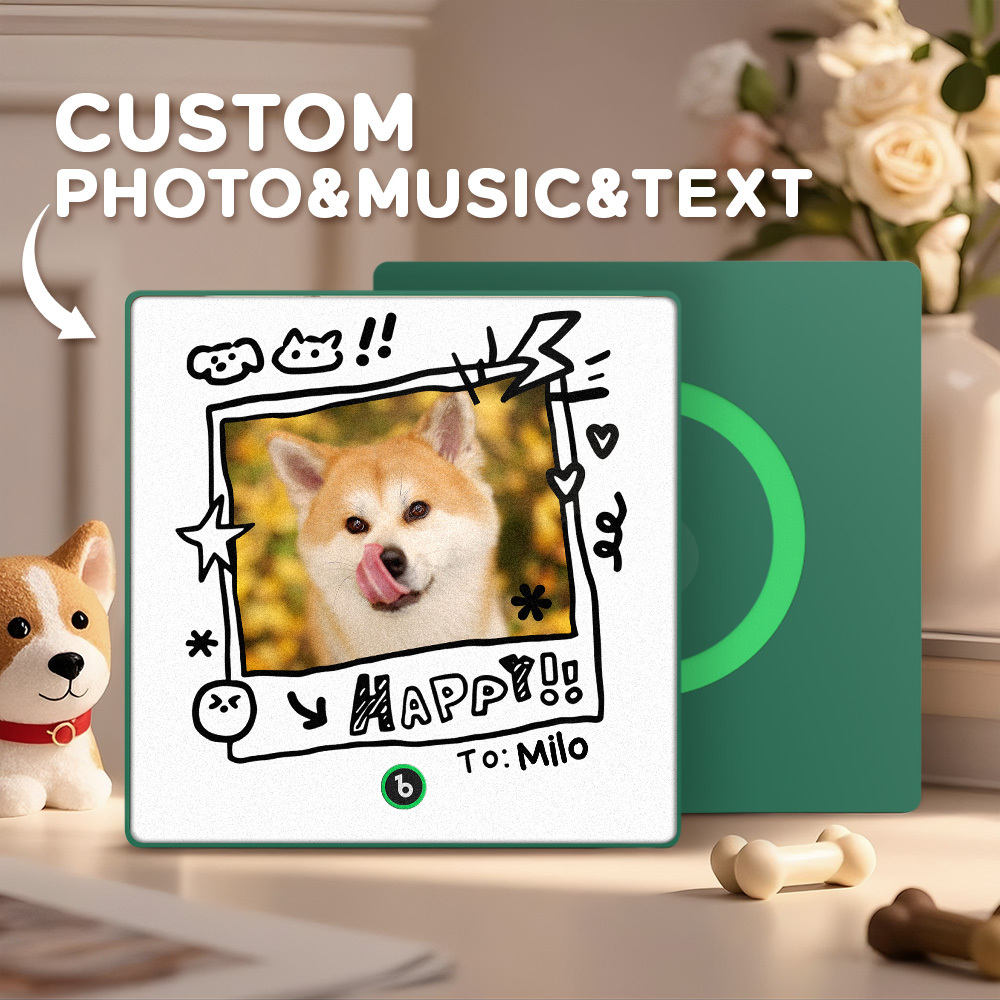 Custom Photo and Name Music Fridge Magnet Graffiti Style Frame Music Wall Photo Sticker Music Movement That Can Be Played Gifts for Pet lovers - mysiliconefoodbag
