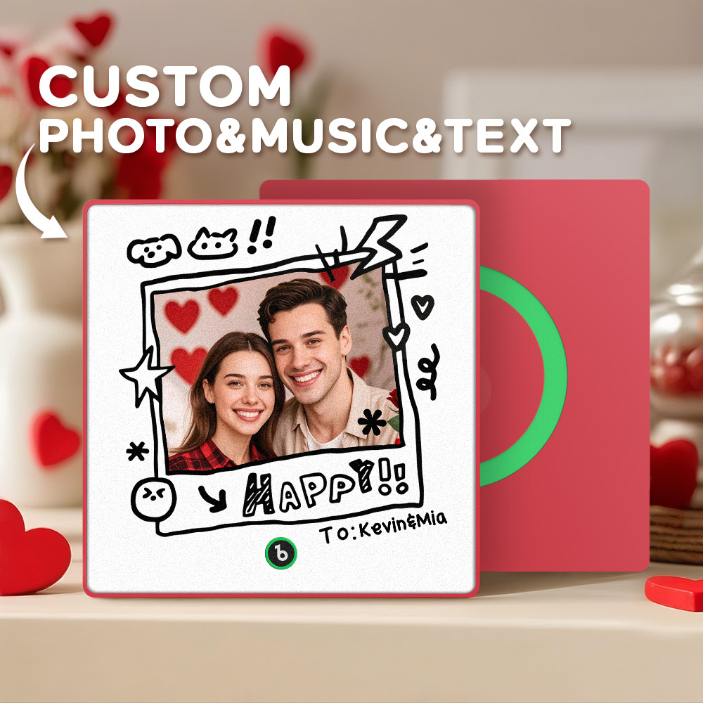 Custom Photo and Name Music Fridge Magnet Graffiti Style Frame Music Wall Photo Sticker Music Movement That Can Be Played Gifts for Pet lovers - mysiliconefoodbag