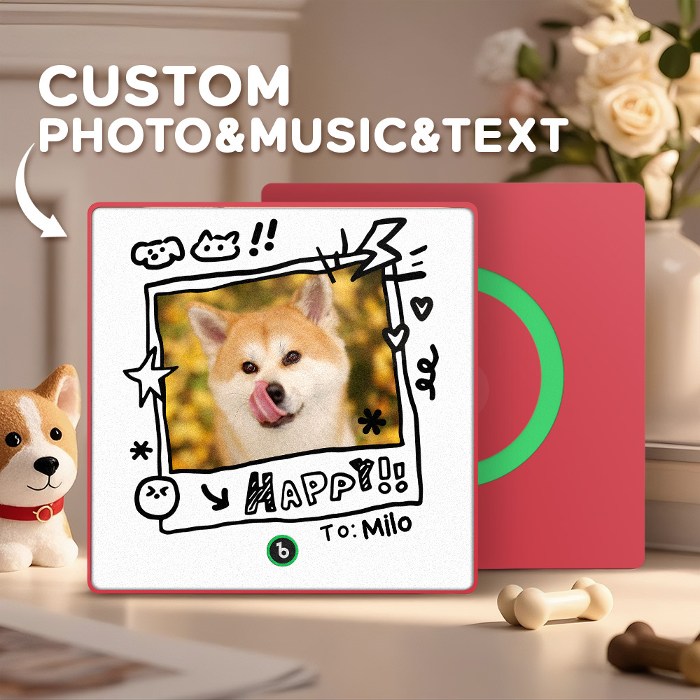 Custom Photo and Name Music Fridge Magnet Graffiti Style Frame Music Wall Photo Sticker Music Movement That Can Be Played Gifts for Pet lovers - mysiliconefoodbag