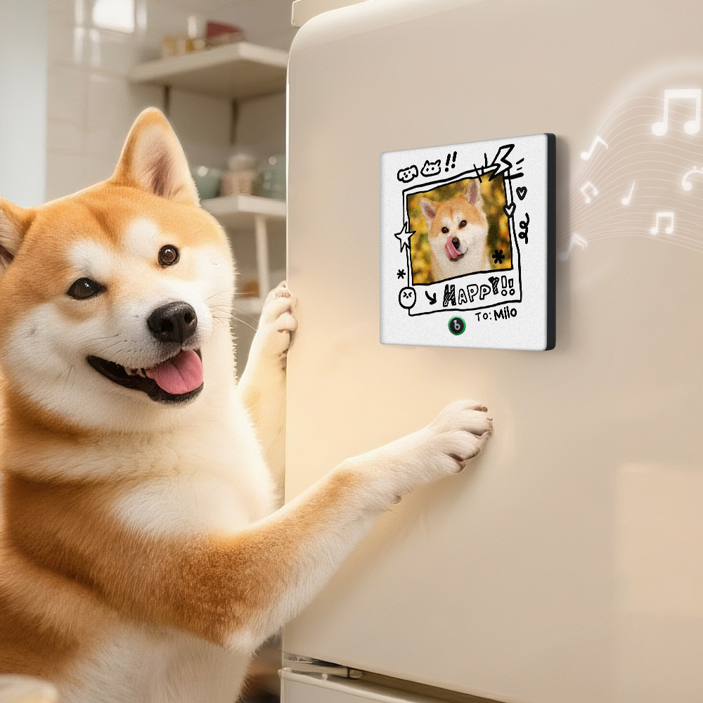 Custom Photo and Name Music Fridge Magnet Graffiti Style Frame Music Wall Photo Sticker Music Movement That Can Be Played Gifts for Pet lovers - mysiliconefoodbag