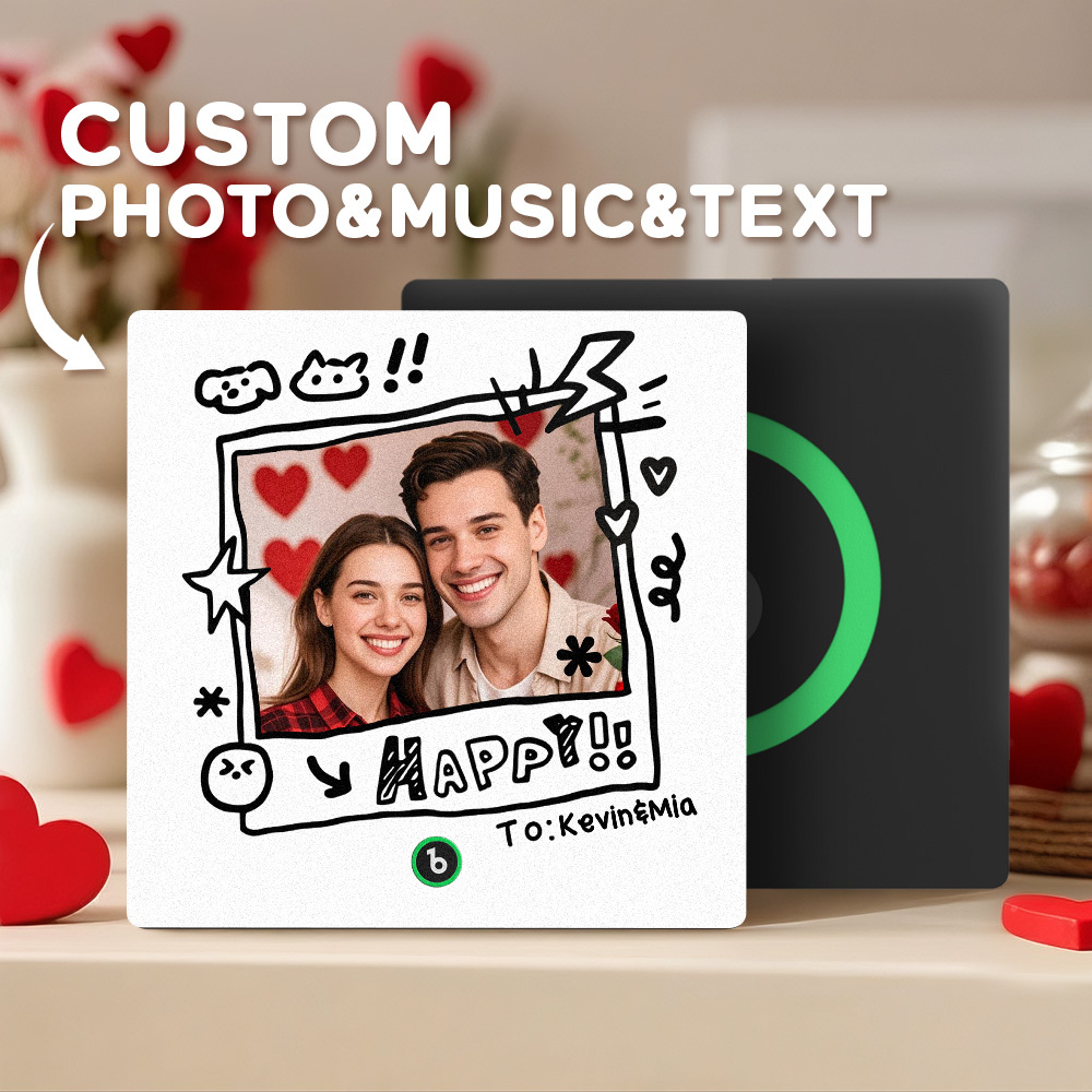 Custom Photo and Name Music Fridge Magnet Graffiti Style Frame Music Wall Photo Sticker Music Movement That Can Be Played Gifts for Pet lovers - mysiliconefoodbag
