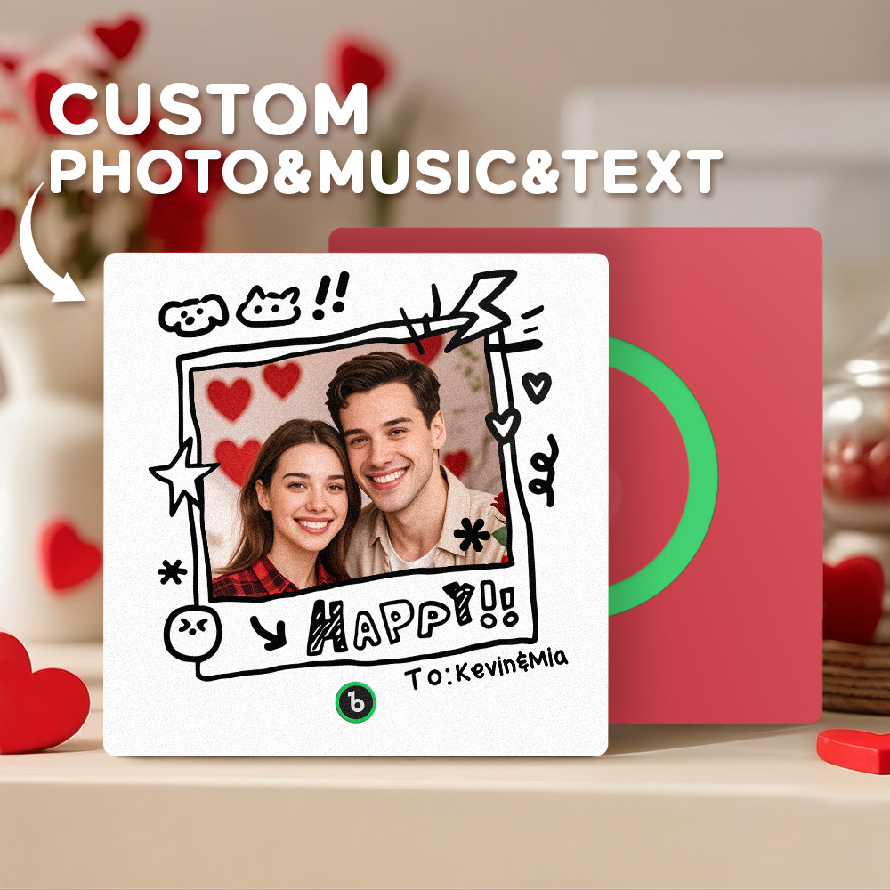 Custom Photo and Name Music Fridge Magnet Graffiti Style Frame Music Wall Photo Sticker Music Movement That Can Be Played Gifts for Pet lovers - mysiliconefoodbag