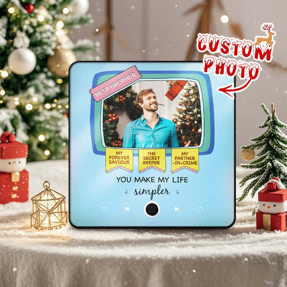 Personalized Photo Music Fridge Magnet Christmas Gift for Sisters and Brothers Custom Music Magnets Can Play Songs - mysiliconefoodbag