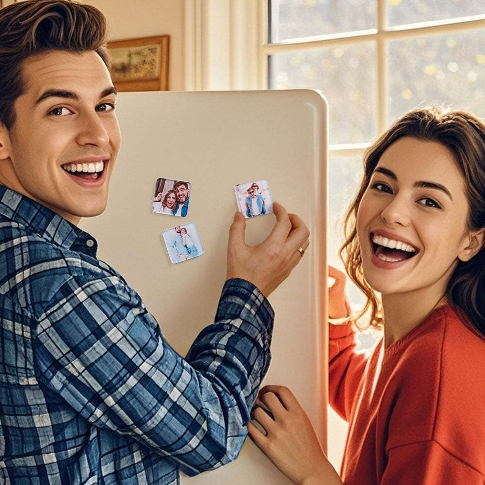 Personalized Photo Fridge Magnetic Acrylic Square Refrigerator Magnet Home Decor - mysiliconefoodbag