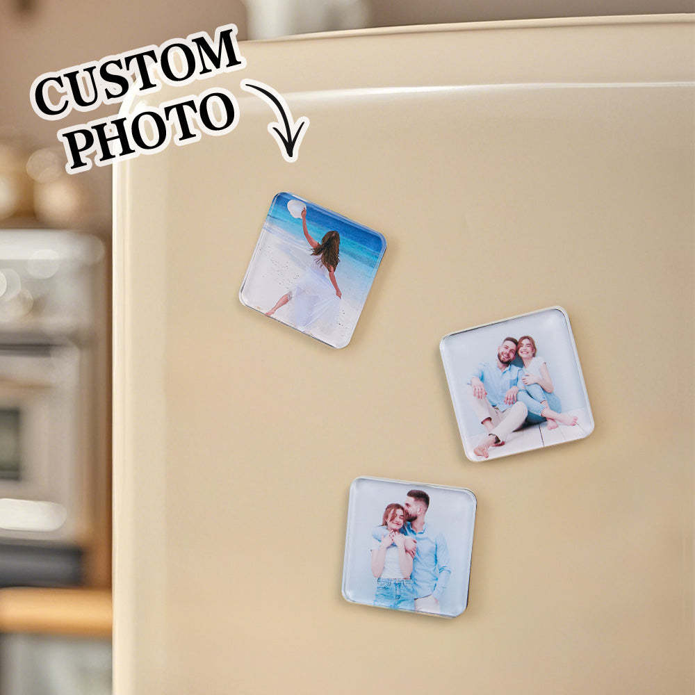 Personalized Photo Fridge Magnetic Acrylic Square Refrigerator Magnet Home Decor - mysiliconefoodbag