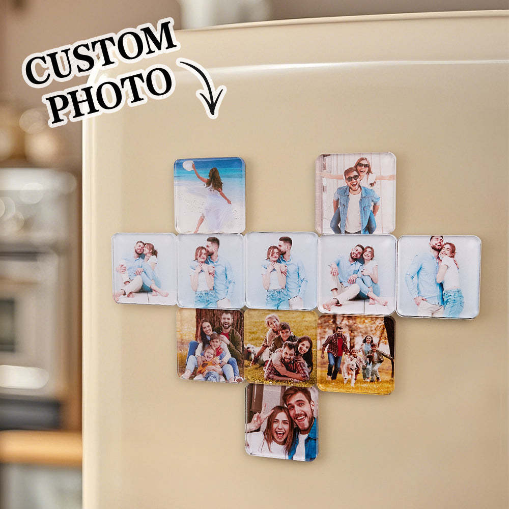 Personalized Photo Fridge Magnetic Acrylic Square Refrigerator Magnet Home Decor - mysiliconefoodbag
