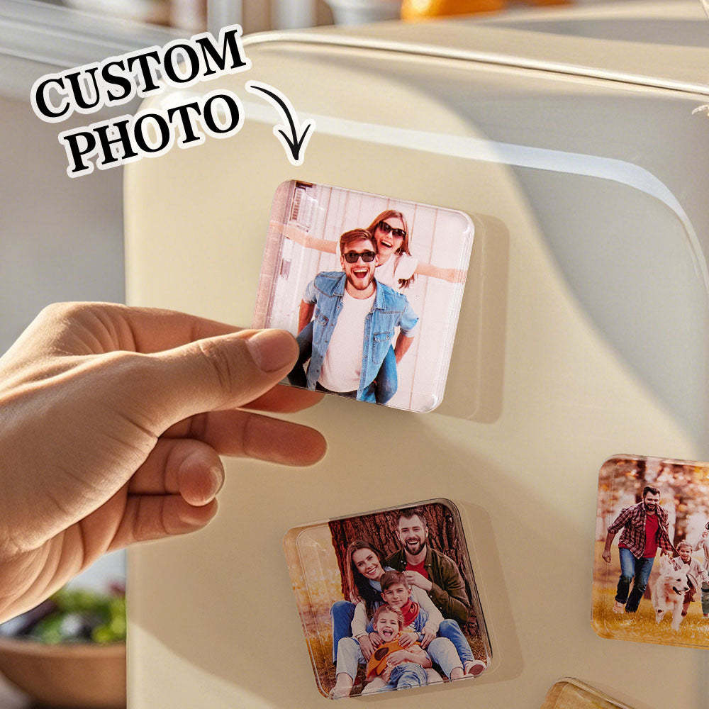 Personalized Photo Fridge Magnetic Acrylic Square Refrigerator Magnet Home Decor - mysiliconefoodbag