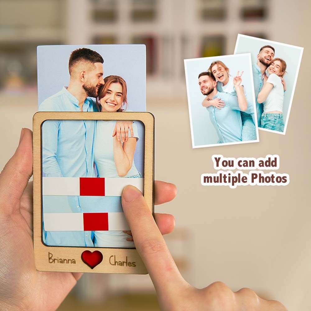 Personalized Wooden Couple Fridge Magnet With Photo Frame Gift for Lover - mysiliconefoodbag