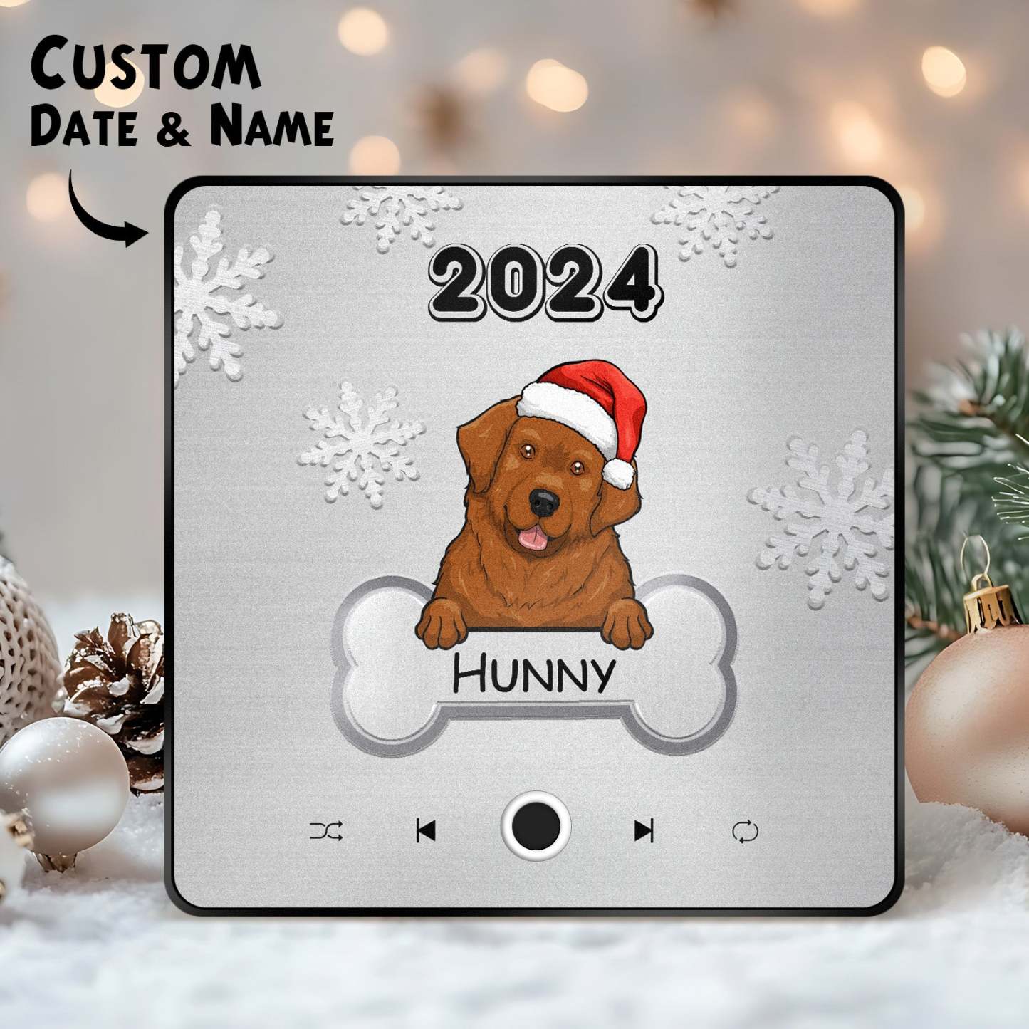 Personalized Music Fridge Magnet Custom Pet Dog Merry Christmas Custom Music Magnets Can Play Songs Christmas Gift Pet Lovers Gifts - mysiliconefoodbag