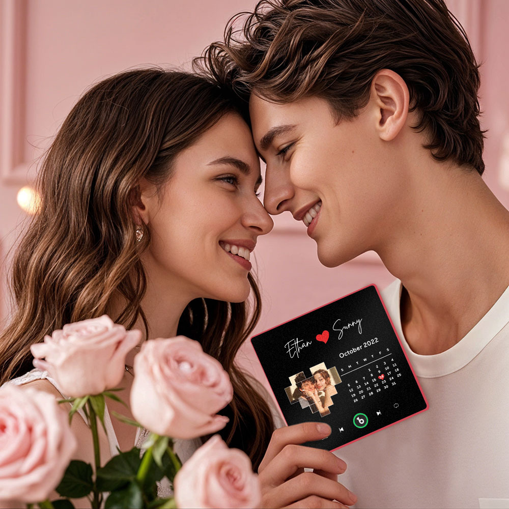 Custom Music Fridge Magnet with Colorful Frame Personalized Love Calendar Fridge Magnet with Photo Unique Valentine's Day Gifts