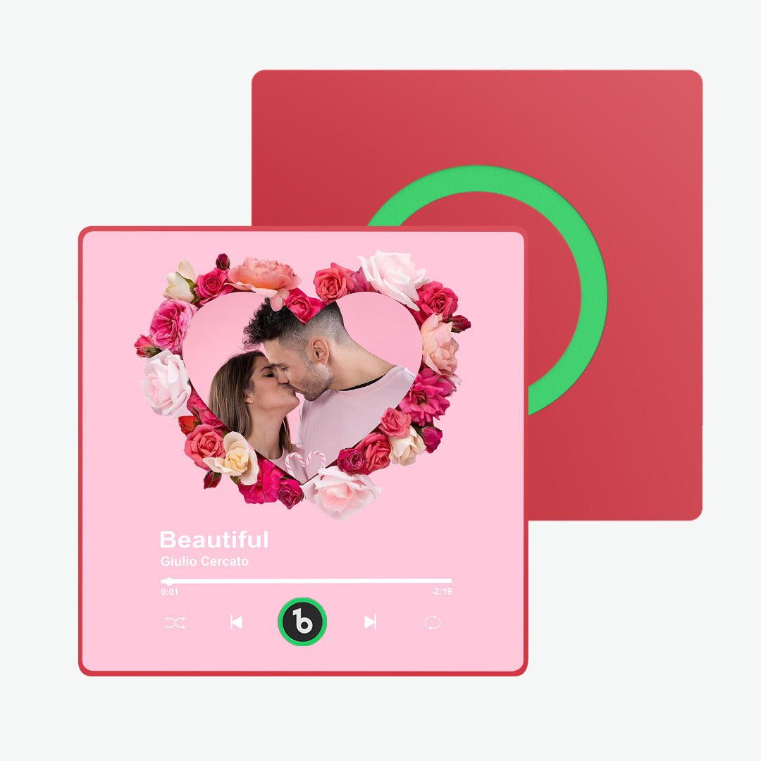 Custom Colorful Album Music Fridge Magnet Personalized Heart Shape Photo Music Fridge Magnet Can Plays Song Customizable Pictures Pink Memory Song Valentine's Day Gifts - mysiliconefoodbag