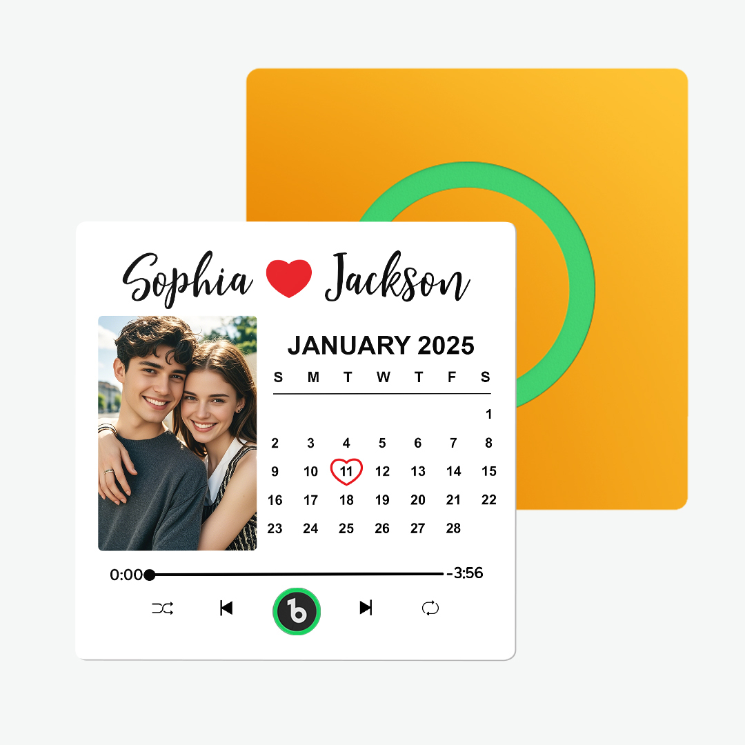 Upgrade Colorful Album Fridge Magnet Custom Memory Date & Photo Personalized Wedding Song Fridge Magnets Can Play Music Custom Calendar Fridge Magnets Anniversary Valentine's Day Gifts for Couples - mysiliconefoodbag