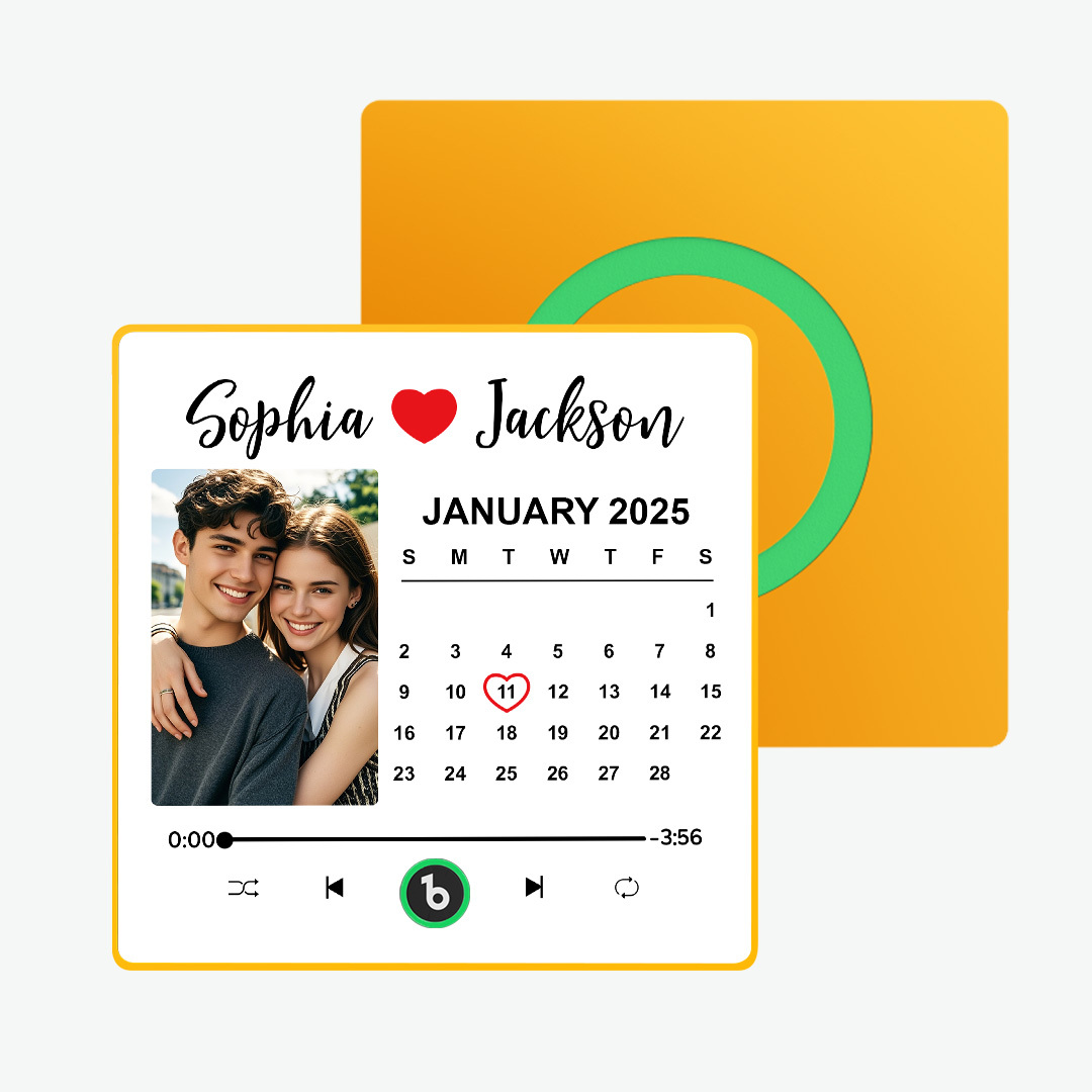 Upgrade Colorful Album Fridge Magnet Custom Memory Date & Photo Personalized Wedding Song Fridge Magnets Can Play Music Custom Calendar Fridge Magnets Anniversary Valentine's Day Gifts for Couples - mysiliconefoodbag