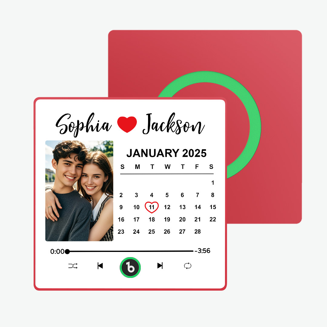 Upgrade Colorful Album Fridge Magnet Custom Memory Date & Photo Personalized Wedding Song Fridge Magnets Can Play Music Custom Calendar Fridge Magnets Anniversary Valentine's Day Gifts for Couples - mysiliconefoodbag
