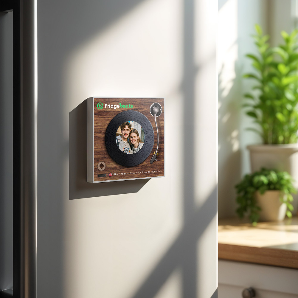 Custom Music And Photo Fridge Magnet Vintage Style Song Fridge Magnet NFC Functionality - mysiliconefoodbag