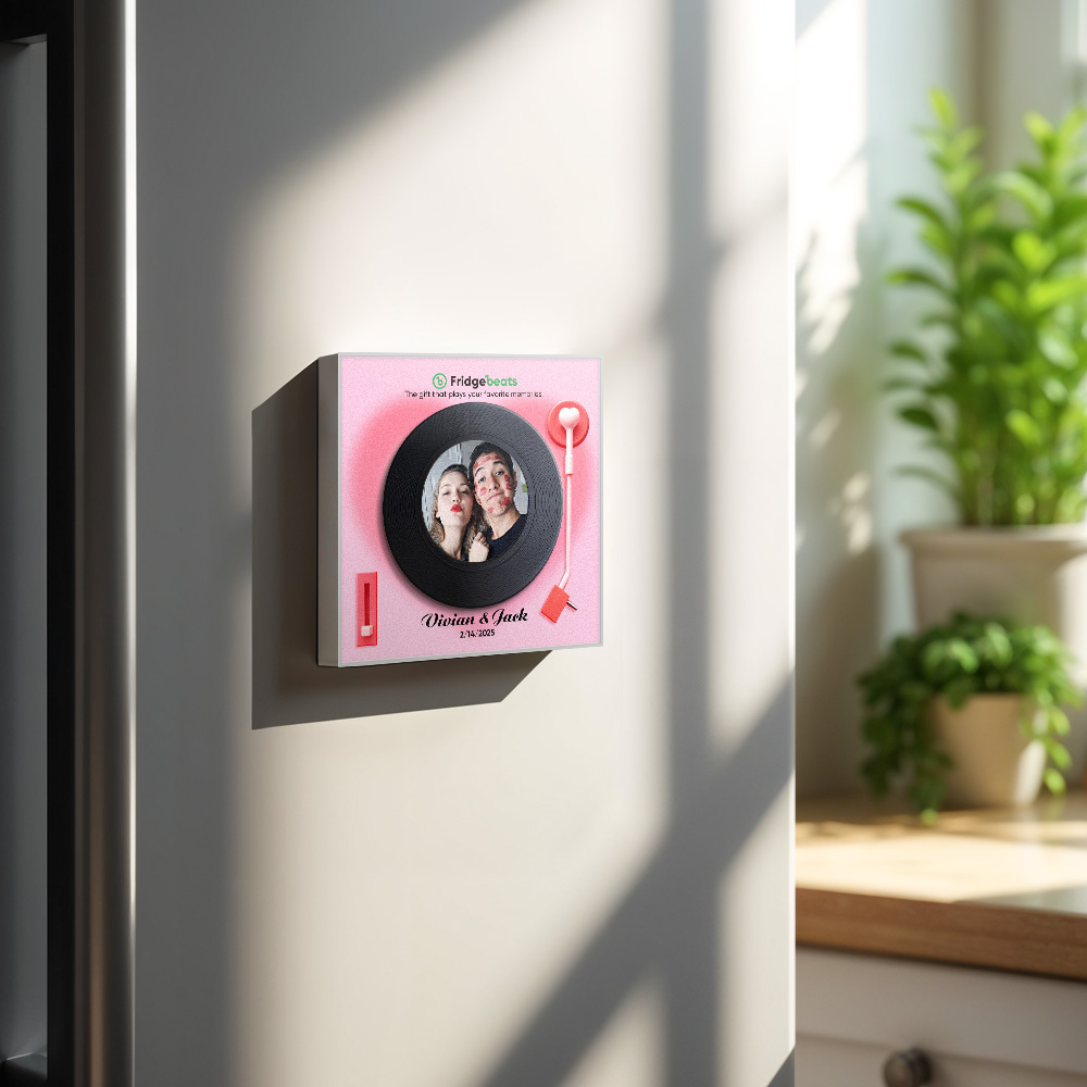 Custom Music And Photo Fridge Magnet Personalized Fridge Magnet with Text Valentine's Day Gift for Couple - mysiliconefoodbag