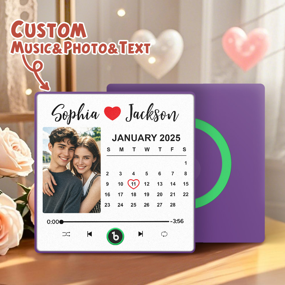 Upgrade Photo Colorful Album Fridge Magnet Personalized Music Fridge Magnet with Custom Name & Photo Fridge Magnet FridgeBeats Pro Supports Bluetooth Connectivity Funny Gift for Couples Valentine's Day Gift