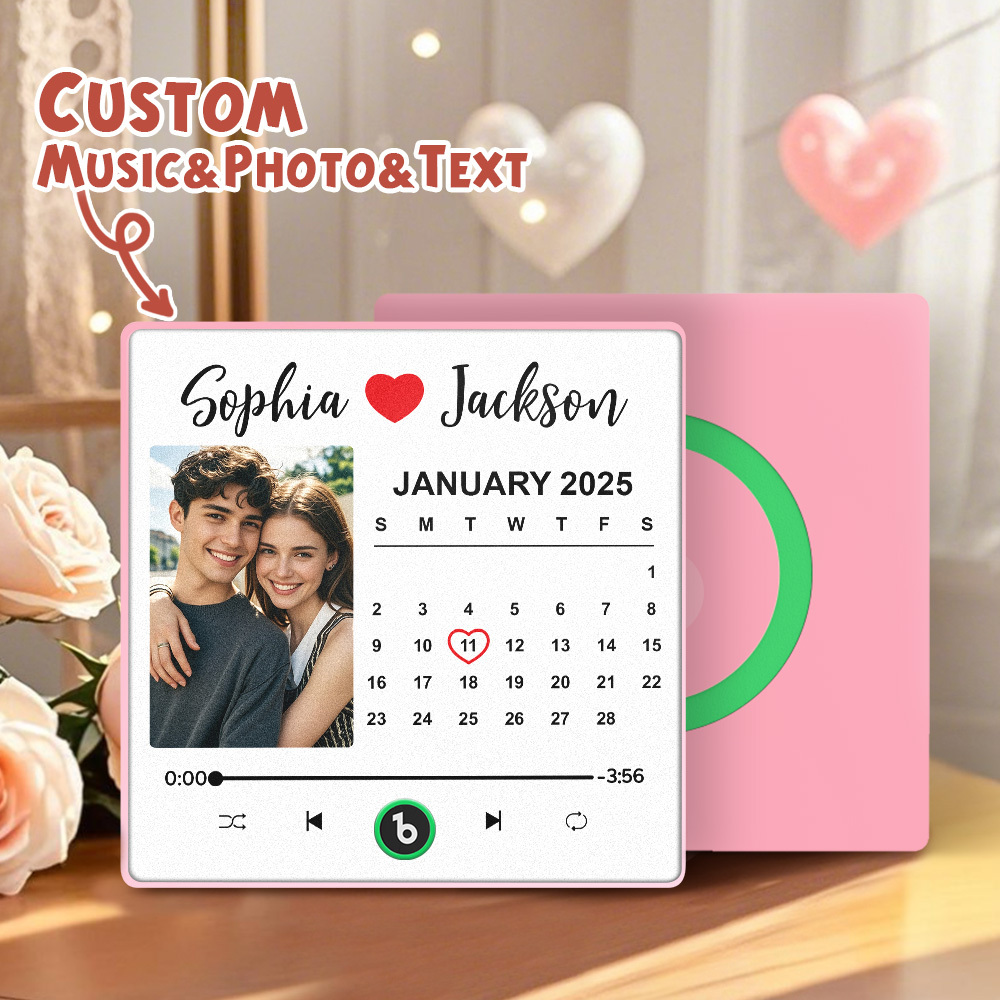 Upgrade Photo Colorful Album Fridge Magnet Personalized Music Fridge Magnet with Custom Name & Photo Fridge Magnet FridgeBeats Pro Supports Bluetooth Connectivity Funny Gift for Couples Valentine's Day Gift