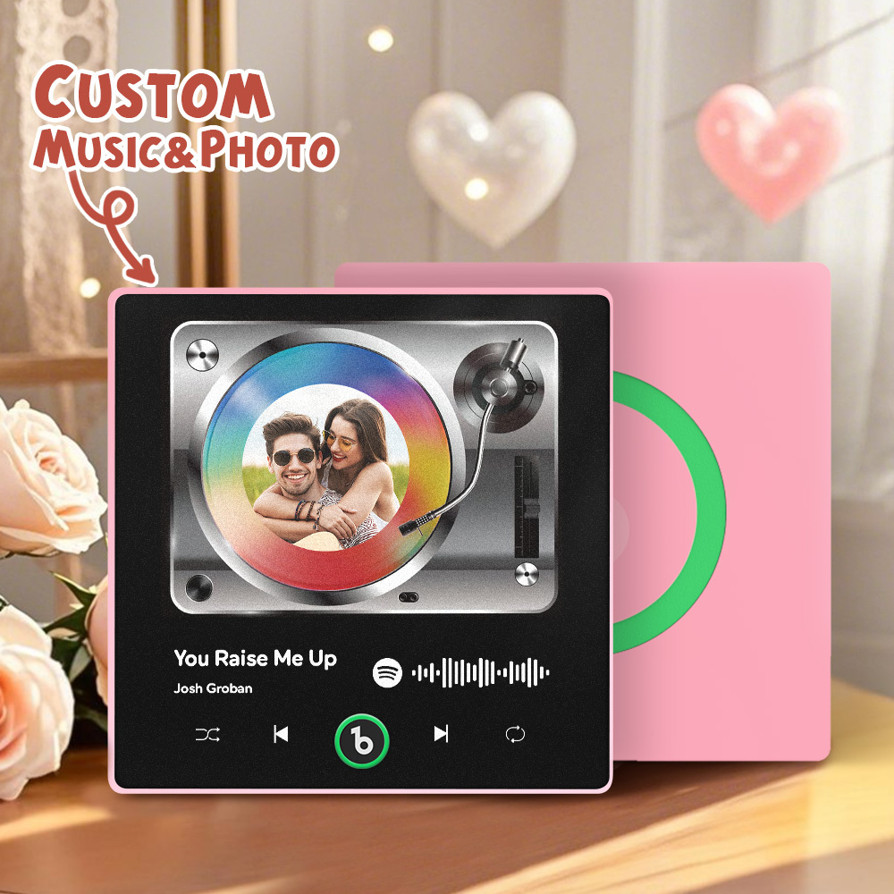 Upgrade Photo Colorful Album Fridge Magnet Personalized Music Fridge Magnet with Custom Name & Photo Fridge Magnet FridgeBeats Pro Supports Bluetooth Connectivity Funny Gift for Couples Valentine's Day Gift
