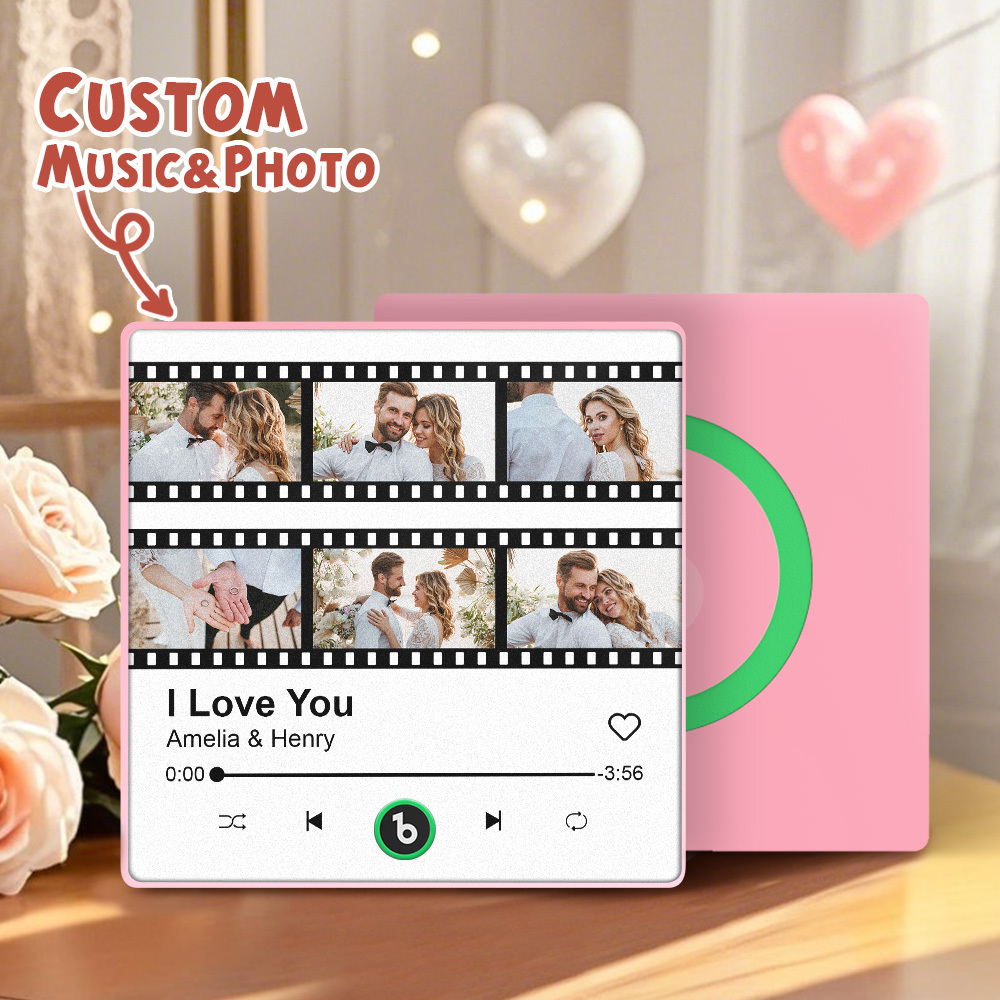 Upgrade Photo Colorful Album Fridge Magnet Personalized Music Fridge Magnet with Custom Name & Photo Fridge Magnet FridgeBeats Pro Supports Bluetooth Connectivity Funny Gift for Couples Valentine's Day Gift