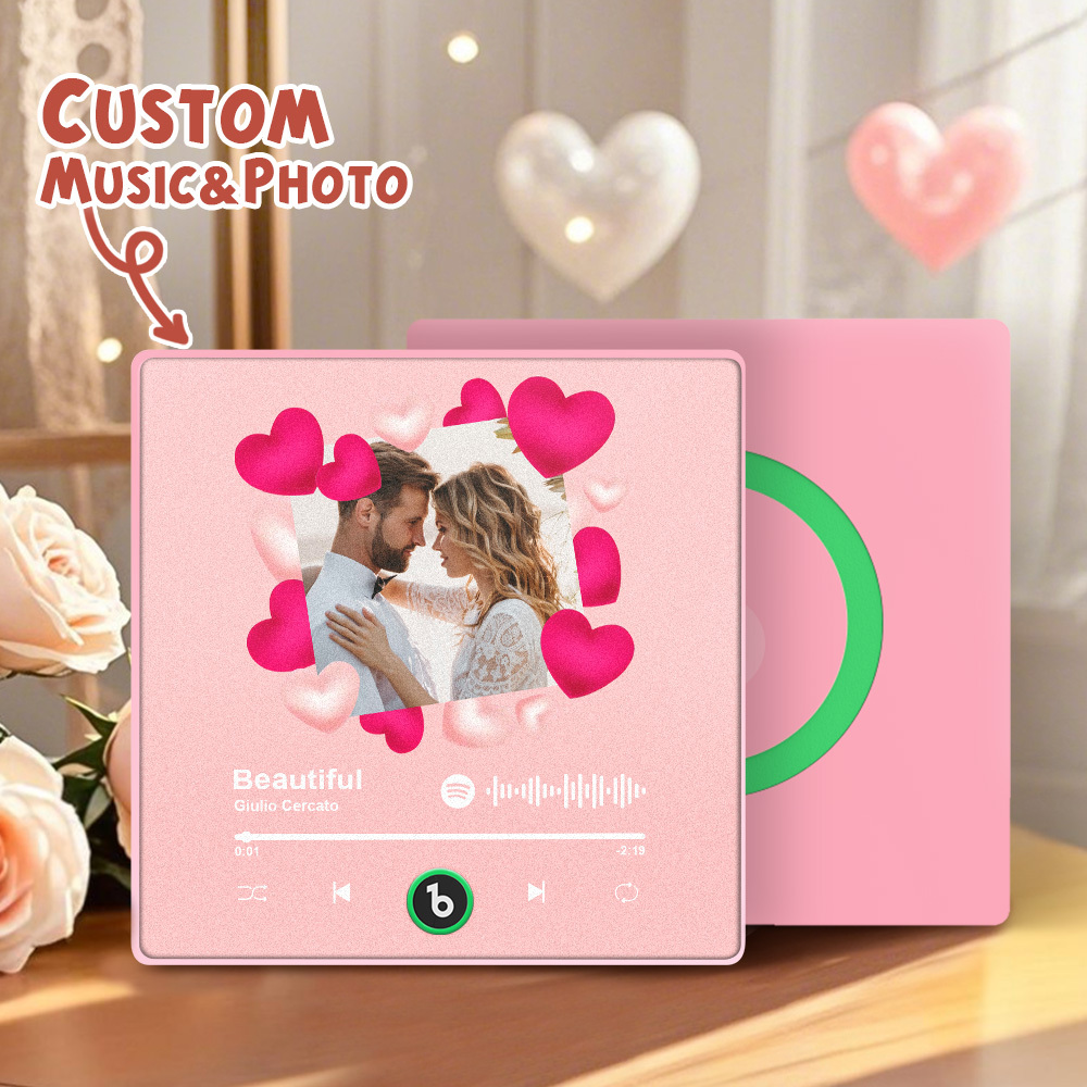 Upgrade Photo Colorful Album Fridge Magnet Personalized Music Fridge Magnet with Custom Name & Photo Fridge Magnet FridgeBeats Pro Supports Bluetooth Connectivity Funny Gift for Couples Valentine's Day Gift