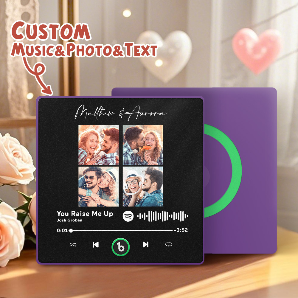 Upgrade Photo Colorful Album Fridge Magnet Personalized Music Fridge Magnet with Custom Name & Photo Fridge Magnet FridgeBeats Pro Supports Bluetooth Connectivity Funny Gift for Couples Valentine's Day Gift