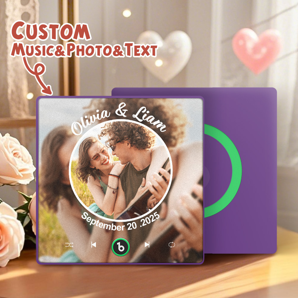 Upgrade Photo Colorful Album Fridge Magnet Personalized Music Fridge Magnet with Custom Name & Photo Fridge Magnet FridgeBeats Pro Supports Bluetooth Connectivity Funny Gift for Couples Valentine's Day Gift