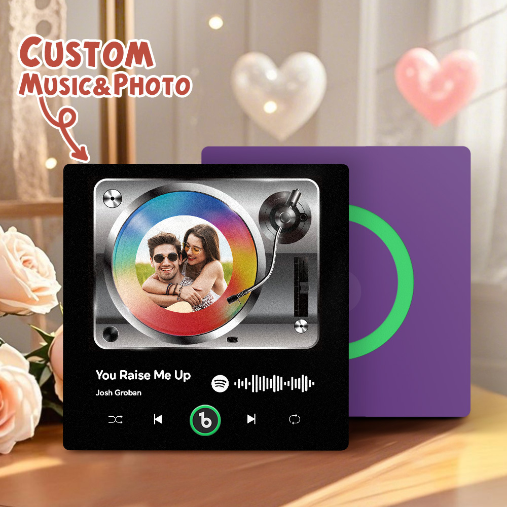 Upgrade Photo Colorful Album Fridge Magnet Personalized Music Fridge Magnet with Custom Name & Photo Fridge Magnet FridgeBeats Pro Supports Bluetooth Connectivity Funny Gift for Couples Valentine's Day Gift