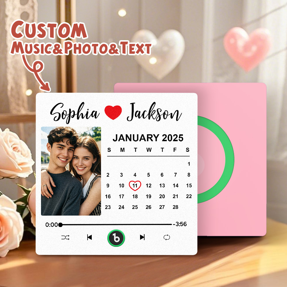 Upgrade Photo Colorful Album Fridge Magnet Personalized Music Fridge Magnet with Custom Name & Photo Fridge Magnet FridgeBeats Pro Supports Bluetooth Connectivity Funny Gift for Couples Valentine's Day Gift