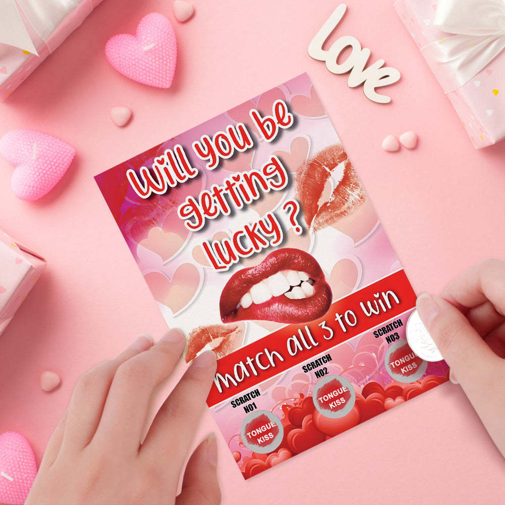 Red Lips Scratch Card Surprise Funny Scratch off Card Match 3 to Win Card - mysiliconefoodbag