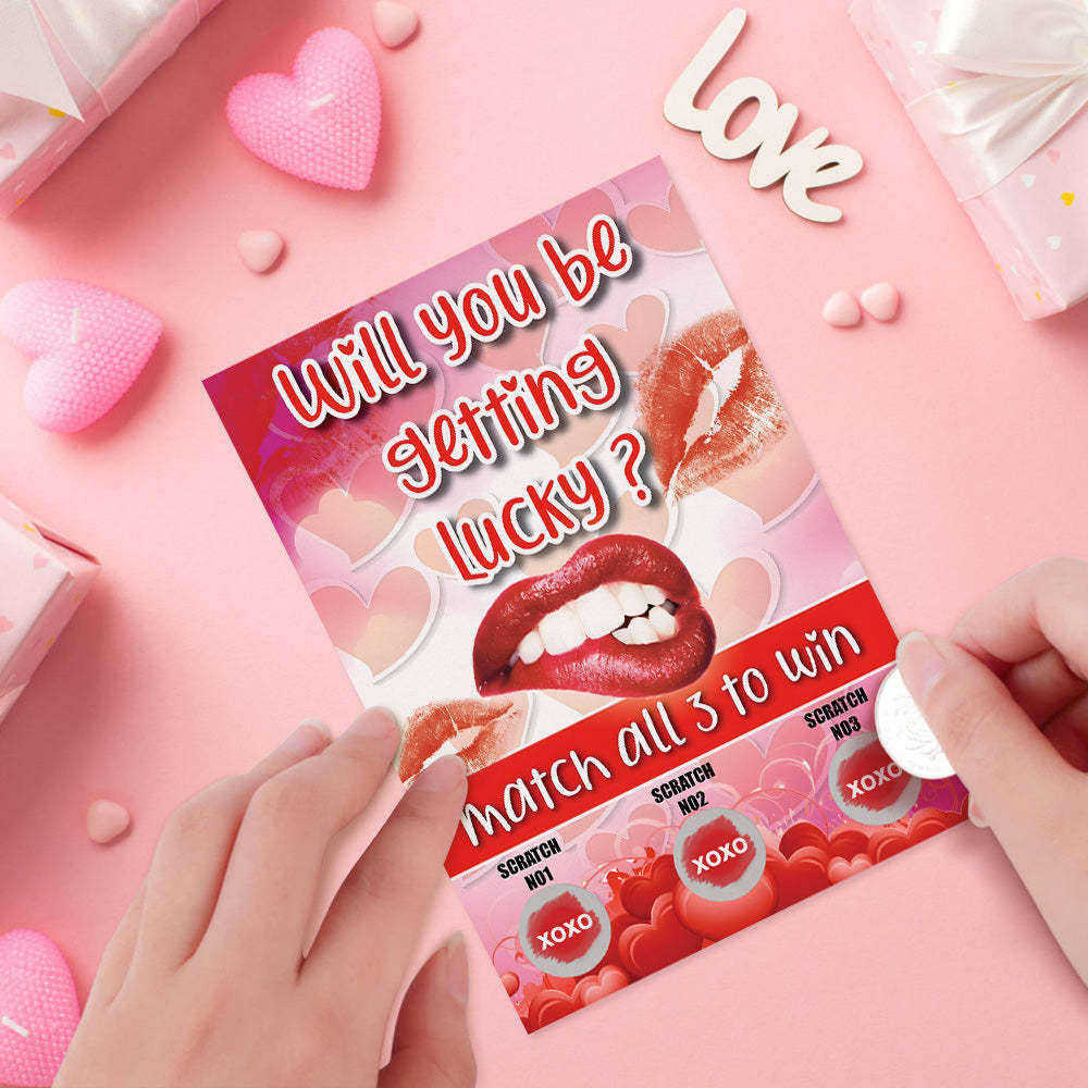 Red Lips Scratch Card Surprise Funny Scratch off Card Match 3 to Win Card - mysiliconefoodbag