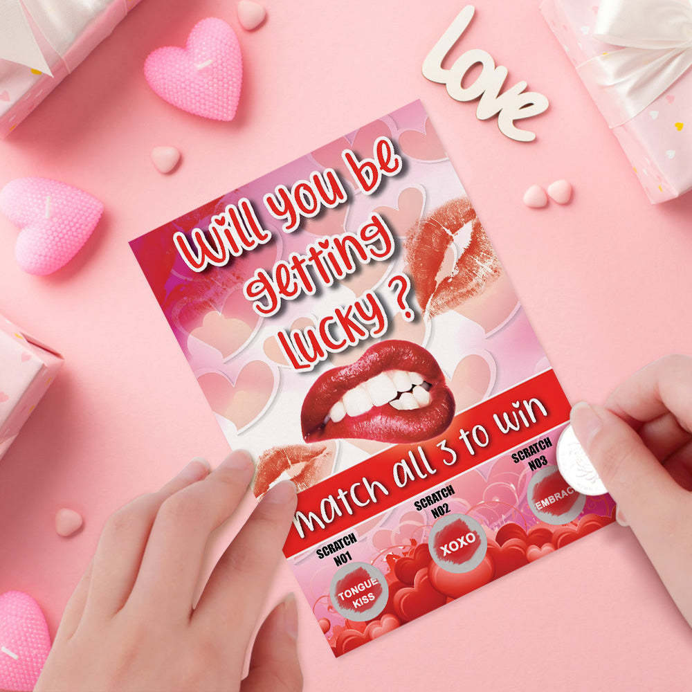 Red Lips Scratch Card Surprise Funny Scratch off Card Match 3 to Win Card - mysiliconefoodbag