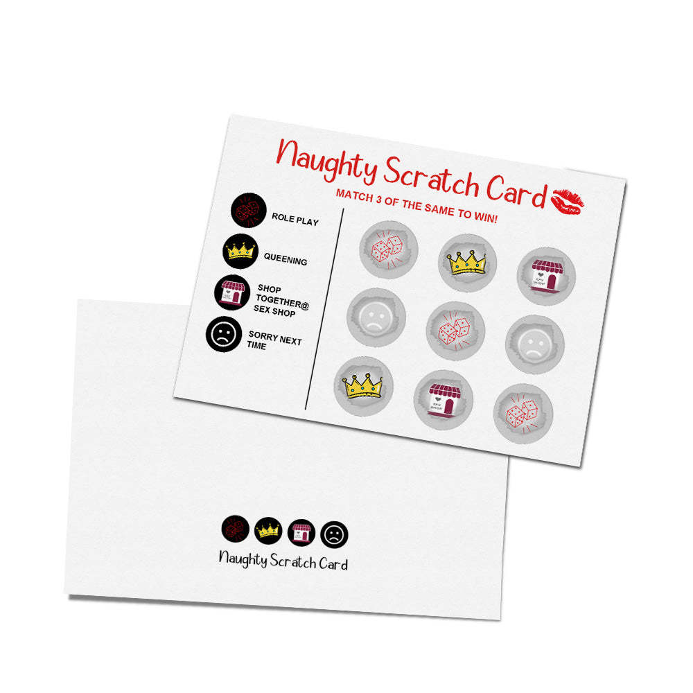 Naughty Scratch Card Funny Valentine's Day Scratch off Card Match 3 to Win Card - mysiliconefoodbag