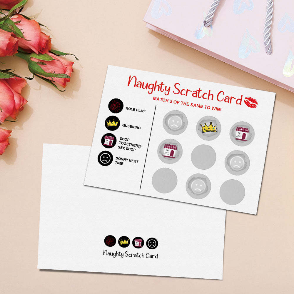 Naughty Scratch Card Funny Valentine's Day Scratch off Card Match 3 to Win Card - mysiliconefoodbag