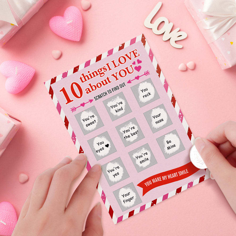 10 Things I Love About You Scratch Card Valentine's Day Scratch off Card - mysiliconefoodbag