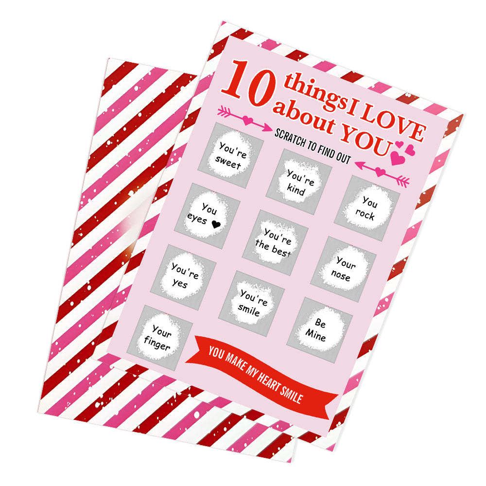 10 Things I Love About You Scratch Card Valentine's Day Scratch off Card - mysiliconefoodbag