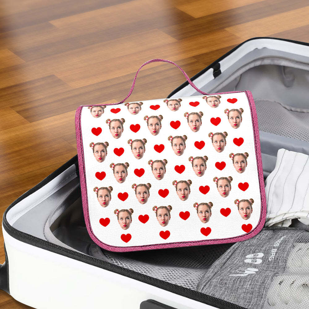 Custom Face Hanging Toiletry Bag Personalized White Cosmetic Makeup Travel Organizer for Men and Women - mysiliconefoodbag