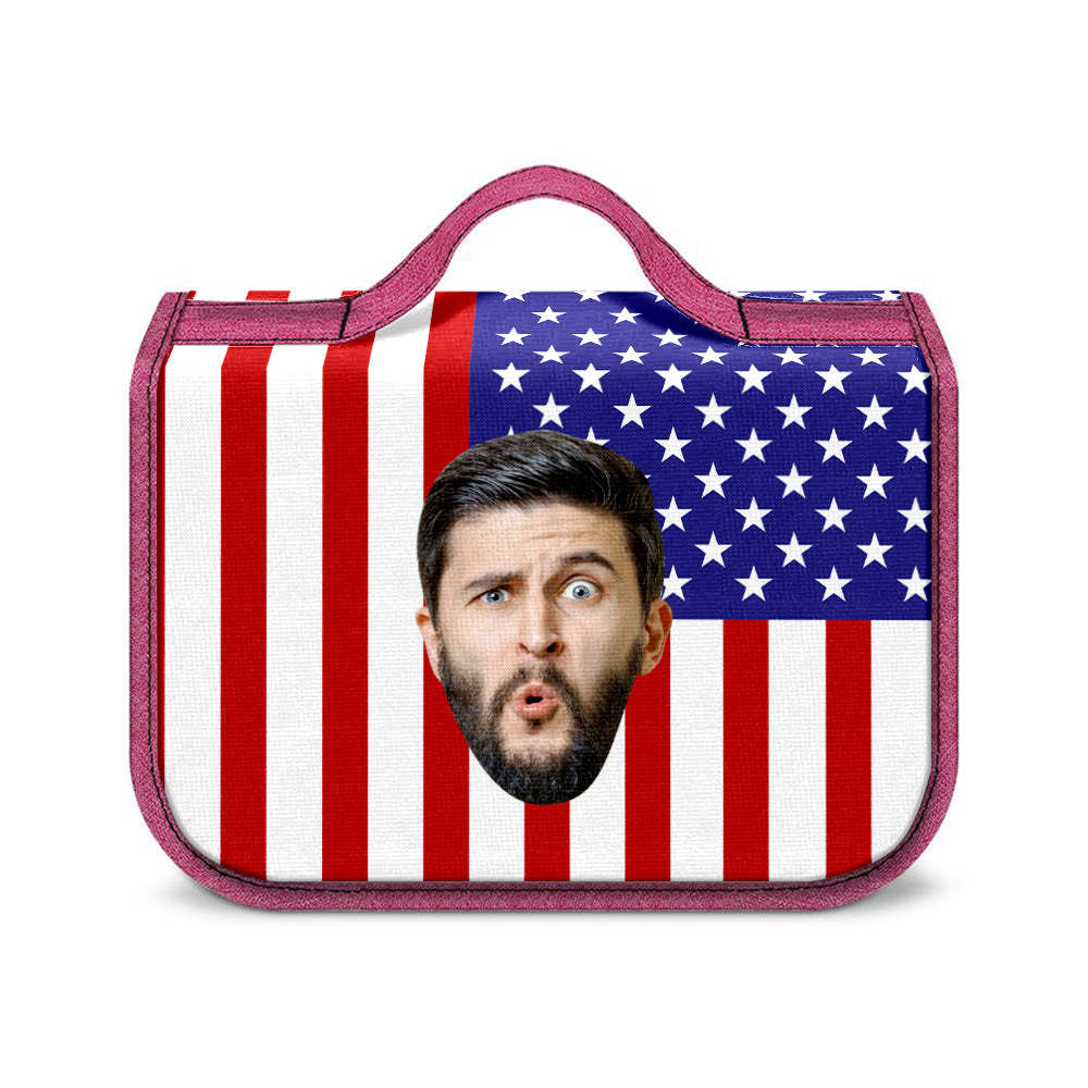 Custom Face Hanging Toiletry Bag Personalized Flag Cosmetic Makeup Travel Organizer for Men and Women - mysiliconefoodbag